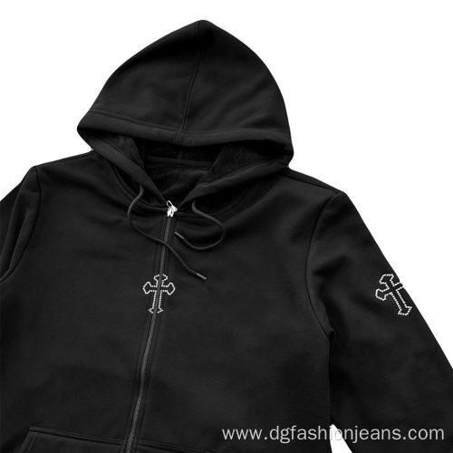 Patched Oversized Full Zip Up Hoodies